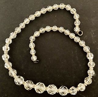 Vintage - Glass Multi Faceted Crystal Beaded Necklace