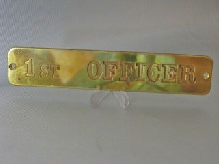 Vintage First 1st Officer Us Navy Usn Brass Door Plaque Sign