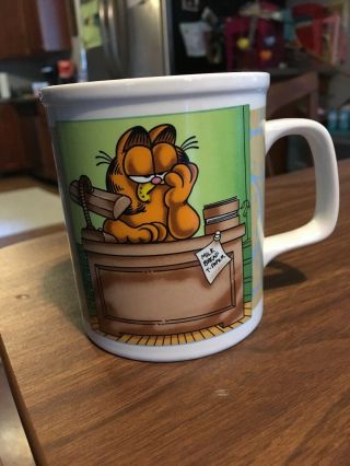 Vintage 1978 Jim Davis Garfield Coffee Mug I’m So Happy I Could Just Barf