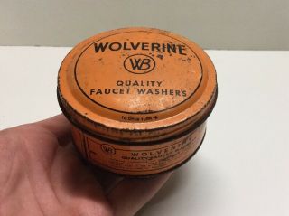 Vintage Wolverine Faucet Washers Advertising Hardware Tin