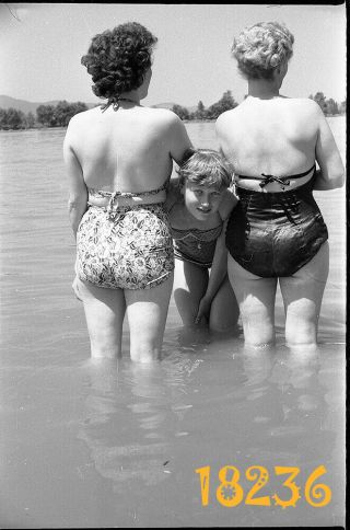 Girl And Women Posing In Swimsuit,  1950’s Vintage Negative Hungary
