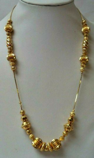 Stunning Vintage Estate Signed Trifari Gold Tone Bead 24 " Necklace 2367f