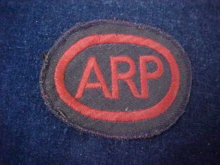 Orig Vintage Cloth Badge " Arp " Air Raid Precaution