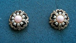 " Angel Pink " Clip Earrings - Sarah Coventry Jewelry - Sara Cov - Vtg