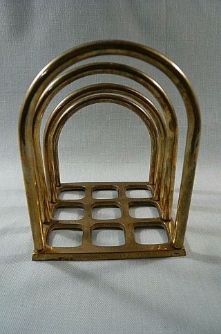 Vintage Brass Tone File Organizer - Base About 5 " Square - Tallest Loop About 6 1/2 "