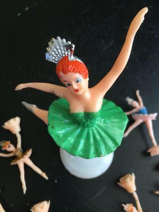 Vintage Ballet Ballerina Birthday Cake Candle Holders 6 Multi Color 1 Topper 4