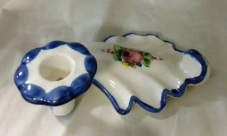 Vintage VESTAL Candle Holder Pottery Ceramic/Porcelain Alcobaca Portugal 2