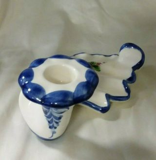 Vintage VESTAL Candle Holder Pottery Ceramic/Porcelain Alcobaca Portugal 3