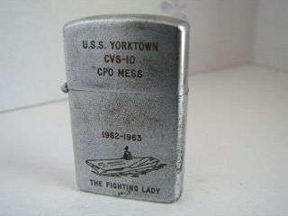 Uss Yorktown Cvs - 10 Cpo Mess 1962 - 63 Fighting Lady Prince Lighter Vintage