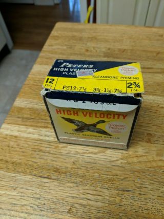 Empty Vintage Peters High Velocity 12 Ga.  Shot Shell Box/ammo Box
