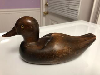 Wood Duck Decoy Vintage Hand Carved Glass Eyes Hunting Collectible Fathers Day