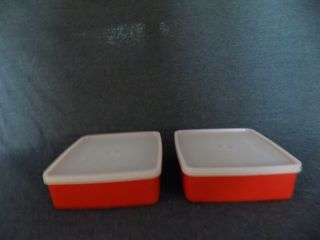 2 Vintage Tupperware Sandwich Keepers 1458 Square A Way & 1362 With Lids