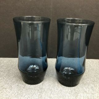 Set Of 2 Vintage Blue Drinking Glasses