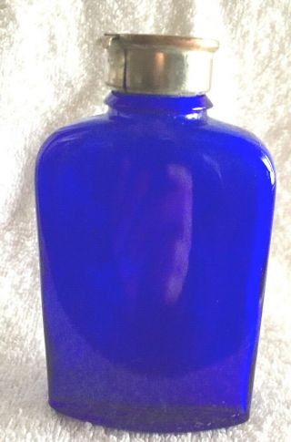 Vintage Bottles Perfume Cobalt Blue Glass Powder Bourjois Evening In Paris (1)
