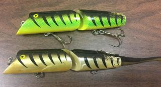 2 Vintage Fred Arbogast Ac Plug Wood Fishing Lure Unknown Striper Musky Pike