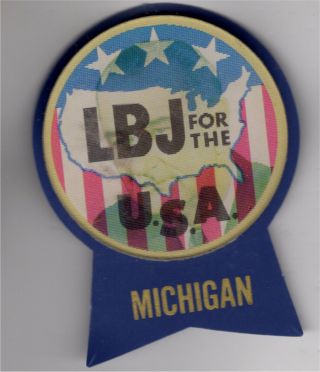 Vintage Political Pin 1964 Lyndon Johnson Flasher Pin Lbj For The Usa Michigan