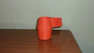 Vintage Set Of 6 Orange Tupperware Nesting Measuring Cups