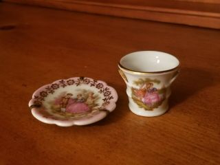 Vintage Limoges France Miniature Porcelain Dollhouse Plate & Bucket.