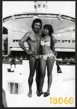 Sexy Girl And Strong Boy In Swimsuit,  Bikini,  Vintage Photograph,  1970’s Hungar