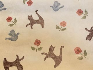 Vintage Imperial Wallcoverings Wall Paper Av3212 Cats Flower Birds One Roll