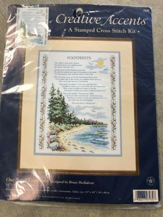 Vintage Dimensions Stamped Cross Stitch Kit One Set Of Footprints 7930
