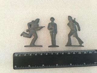 Vintage Ussr Soviet Russian Iron Tin Toy Red Army Military Set Of 3 Soldier