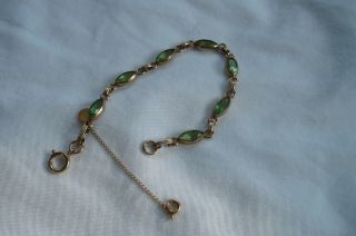 Vintage Gold Filled And Peridot Bracelet With Safety Chain