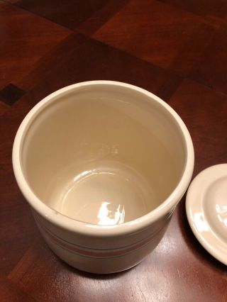 Vintage McCoy Ceramic Pottery Canister/Cookie Jar Pink And Blue Stripe 3
