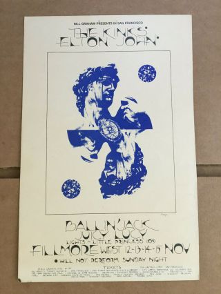 1970 Vintage Postcard The Kinks Elton John Juicy Lucy Ballin Jack Fillmore West