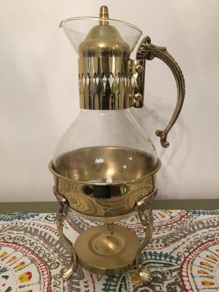 Vintage Glass Coffee Carafe With Tea Lite Warmer