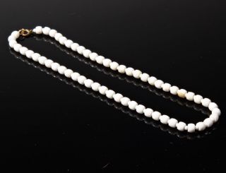 Vintage 15 " Choker Necklace Pearl White Rondelle Barrel Seed Czech Glass Beads