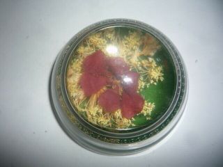 3 Vtg Floral Rose Glass Domed Paperweight w/dried flower arrangement inside 4