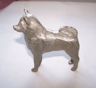 Vintage Pewter Finnish Spitz Or Schipperke Dog Figurine