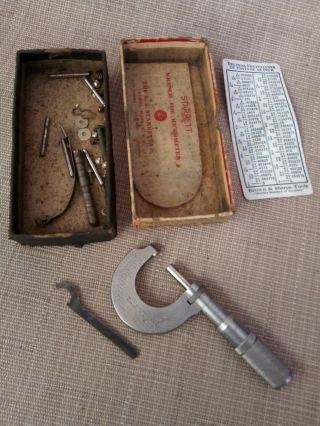 Vintage Starrett Micrometer Caliper With Red Case