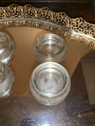 Set of 4 Anchor Hocking Thick Clear Glass Furniture Coaster Caster Cups Vintage 3