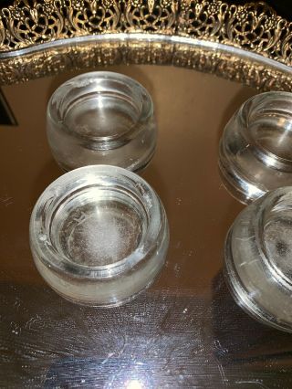 Set of 4 Anchor Hocking Thick Clear Glass Furniture Coaster Caster Cups Vintage 4