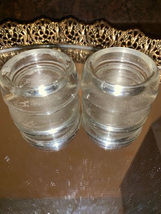 Set of 4 Anchor Hocking Thick Clear Glass Furniture Coaster Caster Cups Vintage 5