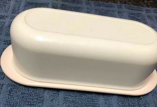 Vintage Tupperware Pale Pink & White Tabletop Covered Butter Dish