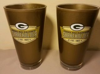 Nfl Green Bay Packers Plastic Beer Cups Vintage Gold 16oz Set Of 2 Collector