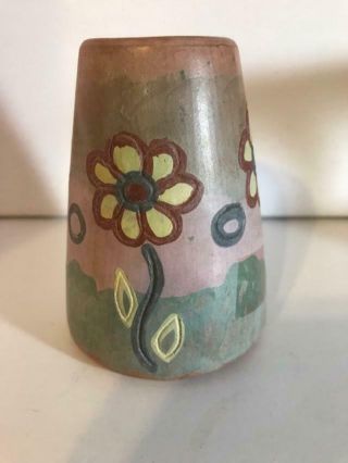 Seminario Urubamba Pottery Vase Cusco Peru Vintage Painted Flowers