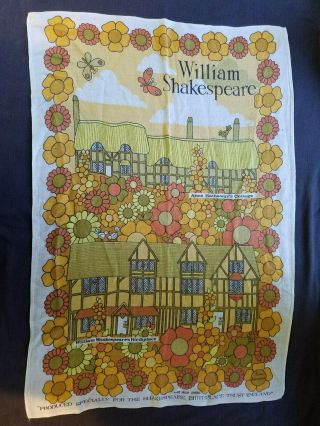 Vintage Irish Linen Kitchen Towel William Shakespeare Julia Killingback