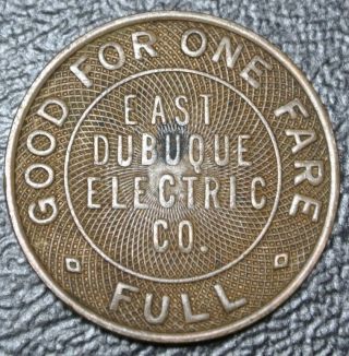 Vtg EAST DUBUQU ELECTRIC CO. ,  ILLINIOS TRANSIT TOKEN - Good for One Fare Full 3