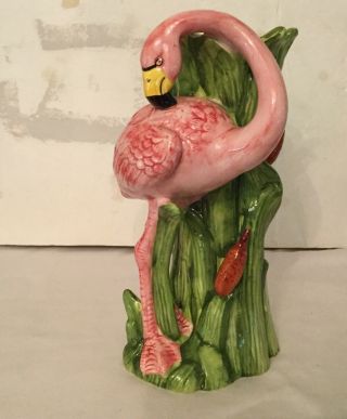 Vintage Ceramic/pottery Flamingo Vase 9 3/4 Inches Tall