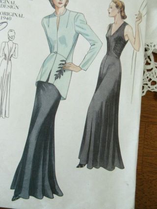 2003 " Vogue Vintage 1940 Design " Dress Jacket Dress Sz 6 Jacket 6 - 8 - 10