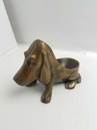 Pipe & Dog Lover Vintage Brass Basset Hound Dog Pipe Rest Stand Holder