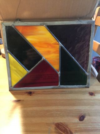 Vintage Leaded Stained Glass 9 " X11 " Vibrant Colors