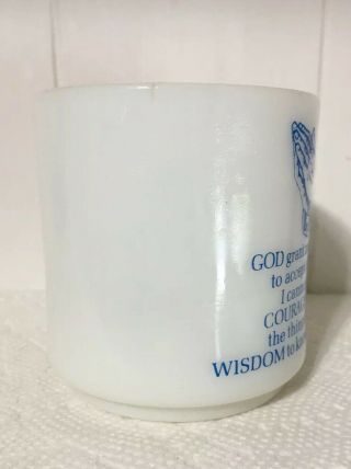 Vintage White Milk Glass Prayer God Grant me Serenity Coffee Mug Planter 5