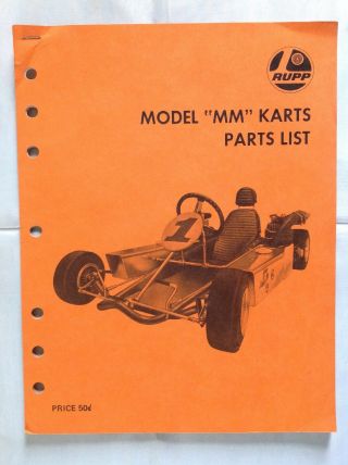 Vintage Rupp Model " Mm " Karts Diagram And Parts List Brochure