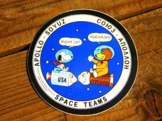 Vtg 70s Nasa Sticker Snoopy Soyuz Apollo