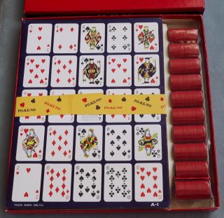 Vintage Po - Ke - No Pokeno Game Poker Keno 12 Board Game Boards Chips